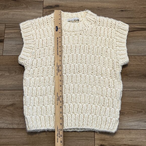 English Factory Chunky Cap Sleeve Sweater SZ Medium Ivory Cream Knit - Picture 5 of 10
